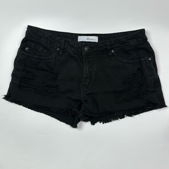 KanCan Black Raw Hem Distressed Shorts Medium - Picture 1 of 8